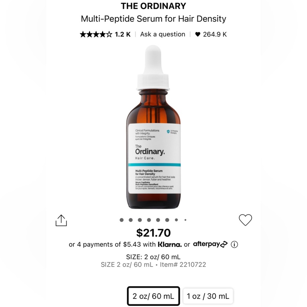 THE ORDINARY Multi-Peptide Serum for Hair Density 2 Bottles